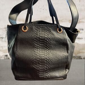 See By Chloe Leather Ivy Tote RARE Python Trim Black